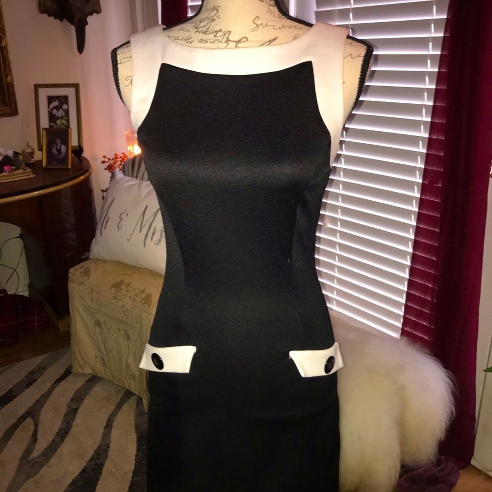A-LIST BLACK & WHITE CLASSY TRIM DRESS